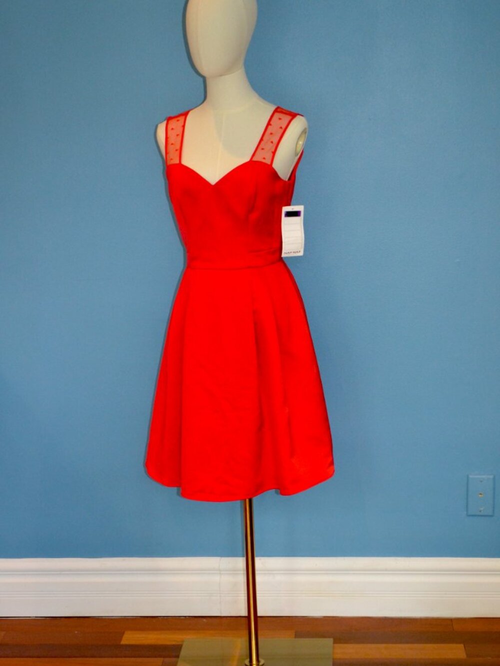 NAF NAF Geranium Red Satin Party/Prom Dress Size small (EUR 36/US 4) 💕❤️💕